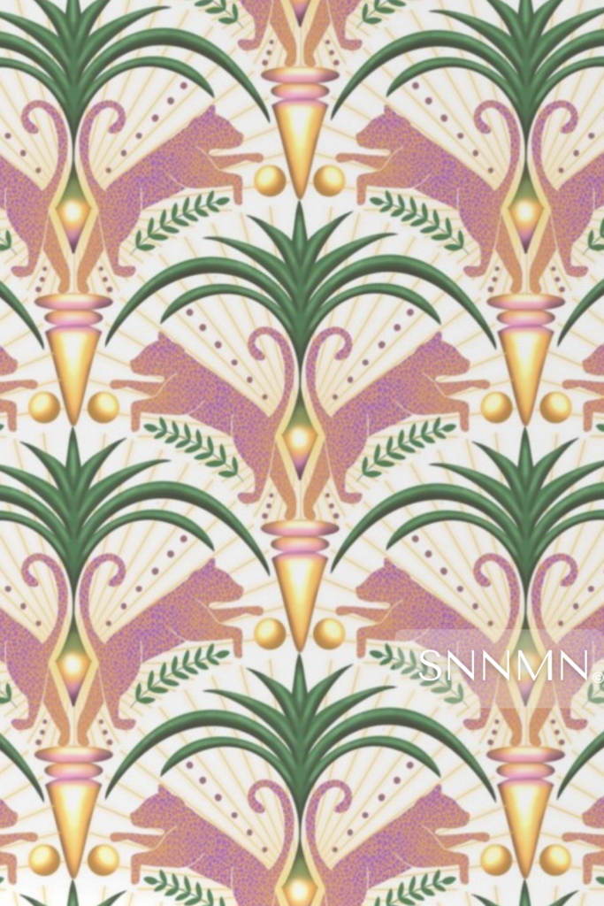 Art Deco Panters in Paradise Wallpaper Sample-design by SunnaMáni