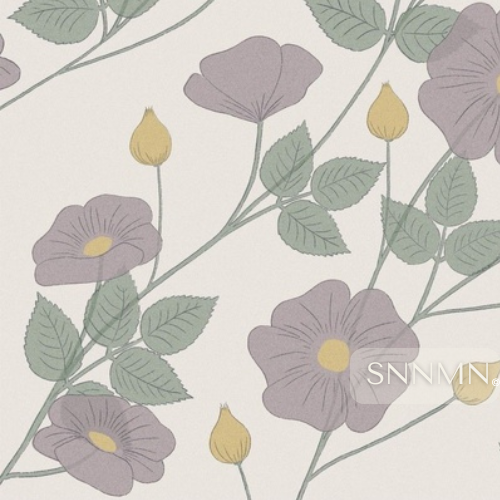 Frosted Flora Mauve & Sage Wild Roses chintz wallpaper — large blooms on oatmeal background-by SunnaMáni
